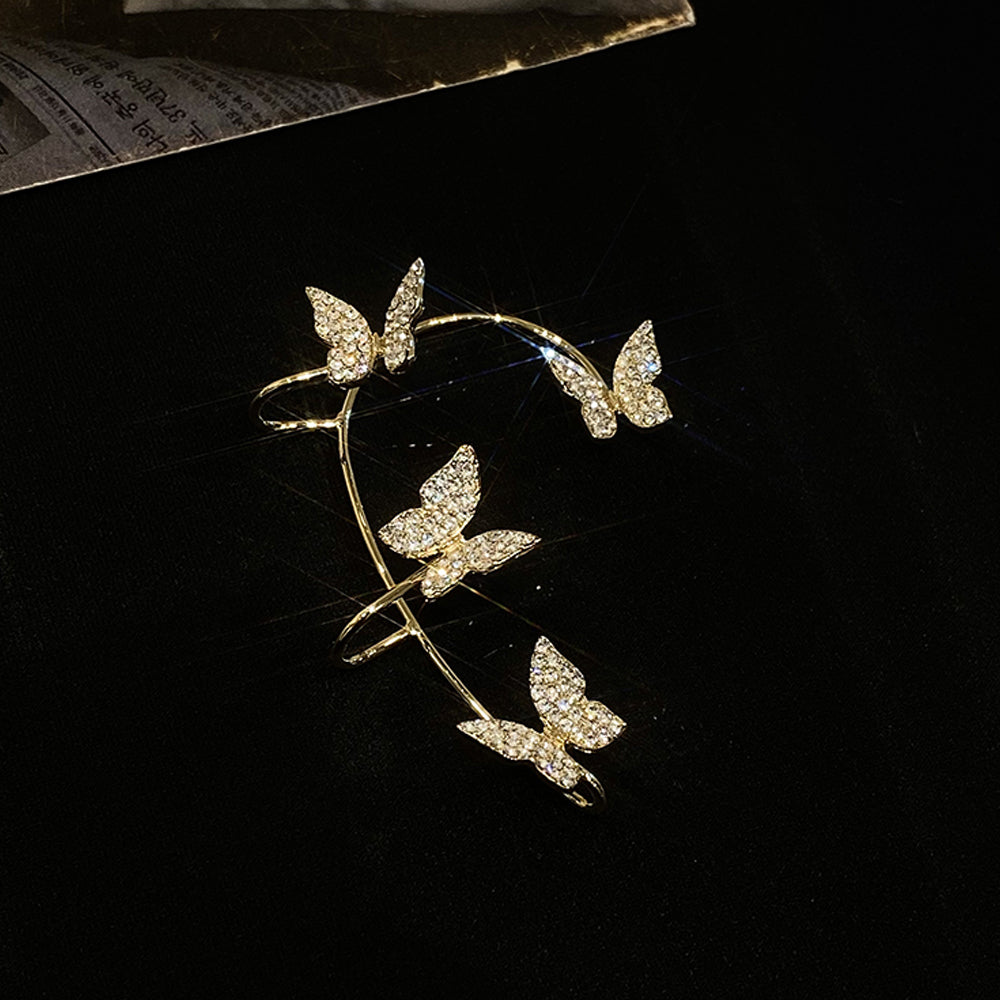 Silver Plated Metal Butterfly Ear Clips