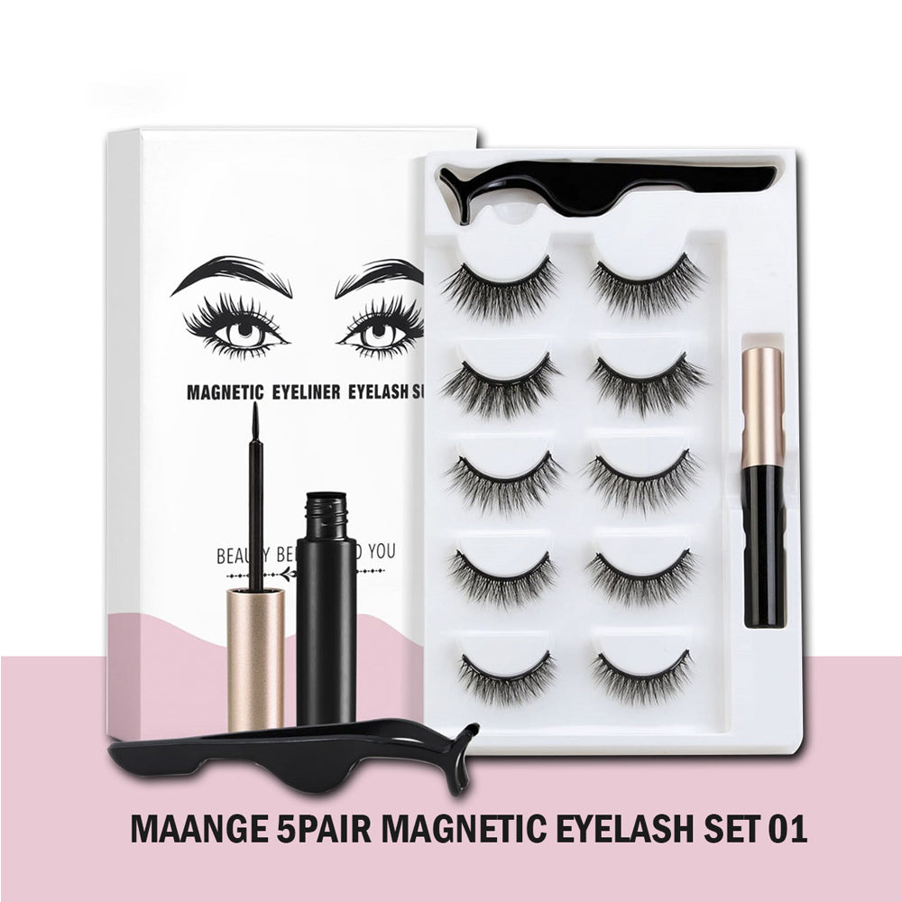 5Pair Magnetic Eyelashes, Magnetic Eyeliner &amp; Tweezer